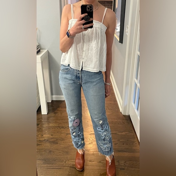 Bliss and Mischief Repurposed Embroidered Levi’s Jeans - Picture 2 of 16